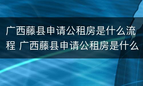 广西藤县申请公租房是什么流程 广西藤县申请公租房是什么流程啊