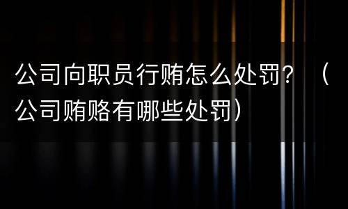 公司向职员行贿怎么处罚？（公司贿赂有哪些处罚）