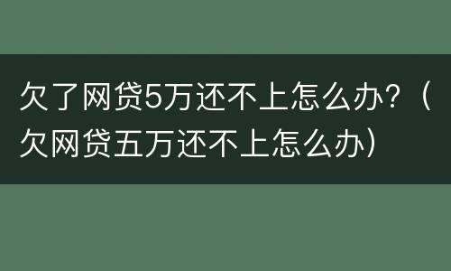 欠了网贷5万还不上怎么办?（欠网贷五万还不上怎么办）