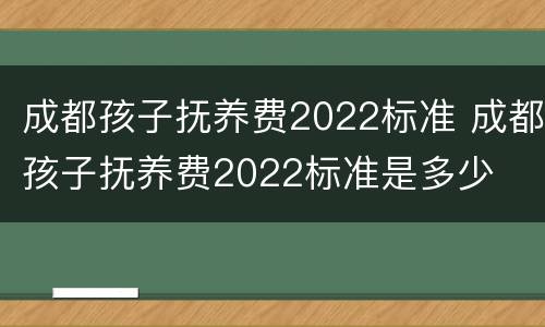 成都孩子抚养费2022标准 成都孩子抚养费2022标准是多少