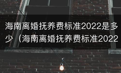 海南离婚抚养费标准2022是多少（海南离婚抚养费标准2022是多少岁）