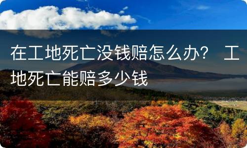 在工地死亡没钱赔怎么办？ 工地死亡能赔多少钱