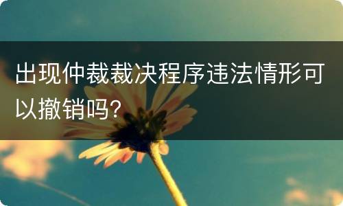 出现仲裁裁决程序违法情形可以撤销吗？