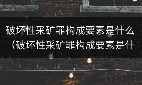破坏性采矿罪构成要素是什么（破坏性采矿罪构成要素是什么）