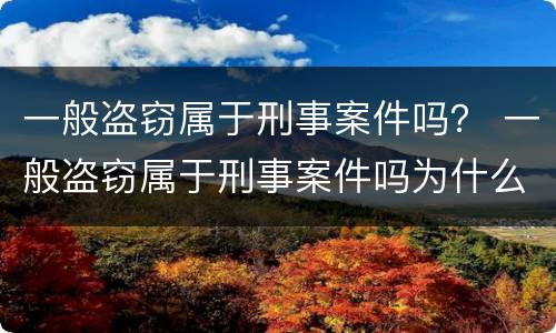 一般盗窃属于刑事案件吗？ 一般盗窃属于刑事案件吗为什么