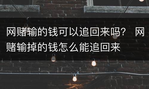 网赌输的钱可以追回来吗？ 网赌输掉的钱怎么能追回来