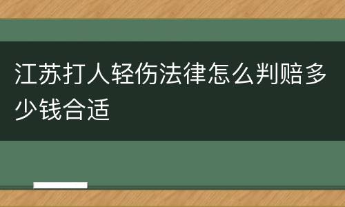 江苏打人轻伤法律怎么判赔多少钱合适