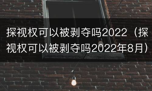 探视权可以被剥夺吗2022（探视权可以被剥夺吗2022年8月）
