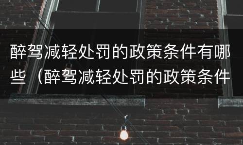 醉驾减轻处罚的政策条件有哪些（醉驾减轻处罚的政策条件有哪些呢）