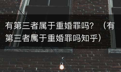 有第三者属于重婚罪吗？（有第三者属于重婚罪吗知乎）