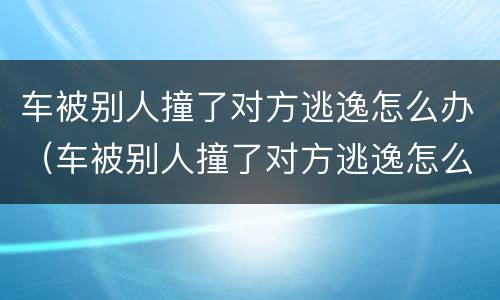 车被别人撞了对方逃逸怎么办（车被别人撞了对方逃逸怎么办我报警,车能开走吗）