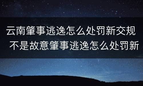 云南肇事逃逸怎么处罚新交规 不是故意肇事逃逸怎么处罚新交规
