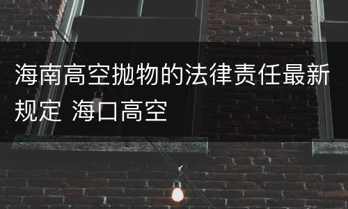 海南高空抛物的法律责任最新规定 海口高空