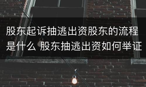 股东起诉抽逃出资股东的流程是什么 股东抽逃出资如何举证