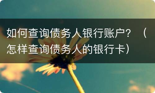如何查询债务人银行账户？（怎样查询债务人的银行卡）