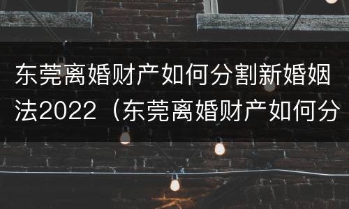 东莞离婚财产如何分割新婚姻法2022（东莞离婚财产如何分割新婚姻法2022规定）