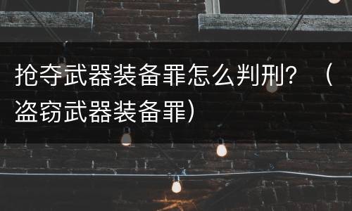 抢夺武器装备罪怎么判刑？（盗窃武器装备罪）