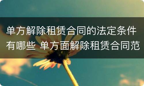 单方解除租赁合同的法定条件有哪些 单方面解除租赁合同范本