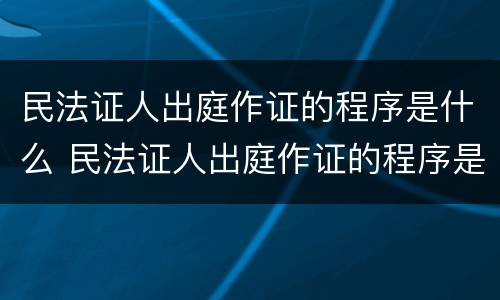 民法证人出庭作证的程序是什么 民法证人出庭作证的程序是什么意思