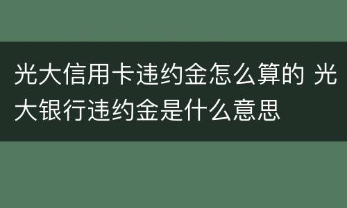 光大信用卡违约金怎么算的 光大银行违约金是什么意思