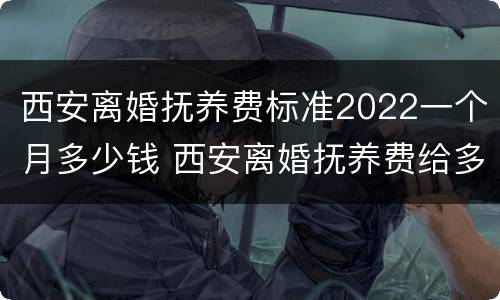 西安离婚抚养费标准2022一个月多少钱 西安离婚抚养费给多少钱一个月