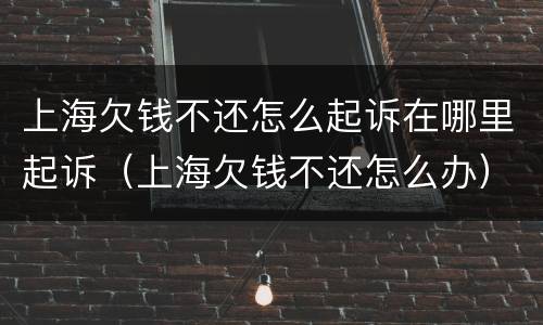 上海欠钱不还怎么起诉在哪里起诉（上海欠钱不还怎么办）
