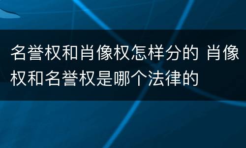 名誉权和肖像权怎样分的 肖像权和名誉权是哪个法律的
