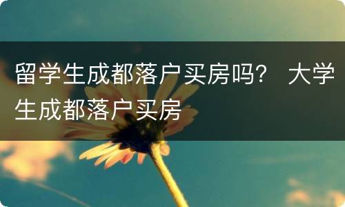留学生成都落户买房吗？ 大学生成都落户买房