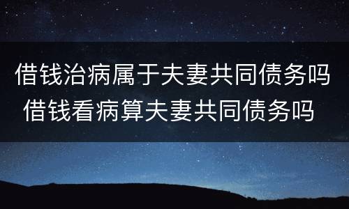 借钱治病属于夫妻共同债务吗 借钱看病算夫妻共同债务吗