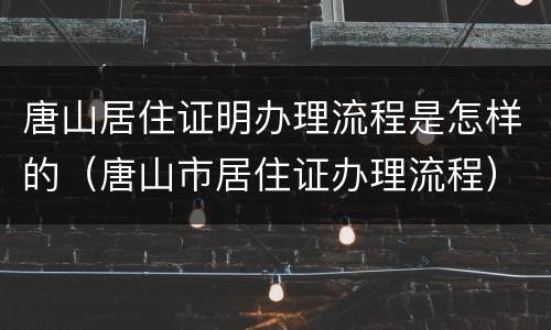 唐山居住证明办理流程是怎样的（唐山市居住证办理流程）
