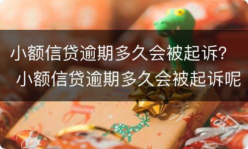 小额信贷逾期多久会被起诉？ 小额信贷逾期多久会被起诉呢