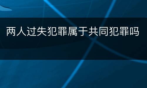 两人过失犯罪属于共同犯罪吗