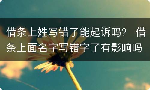 借条上姓写错了能起诉吗？ 借条上面名字写错字了有影响吗