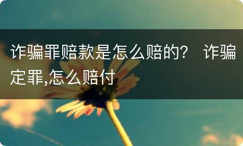 诈骗罪赔款是怎么赔的？ 诈骗定罪,怎么赔付