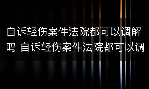 自诉轻伤案件法院都可以调解吗 自诉轻伤案件法院都可以调解吗怎么调解