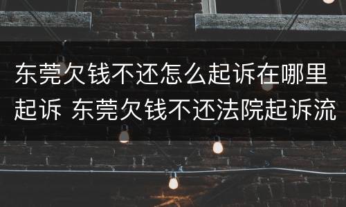 东莞欠钱不还怎么起诉在哪里起诉 东莞欠钱不还法院起诉流程