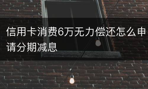 信用卡消费6万无力偿还怎么申请分期减息