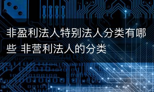 非盈利法人特别法人分类有哪些 非营利法人的分类