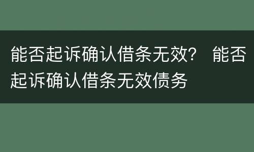 能否起诉确认借条无效？ 能否起诉确认借条无效债务