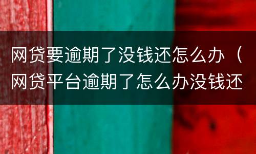 网贷要逾期了没钱还怎么办（网贷平台逾期了怎么办没钱还）