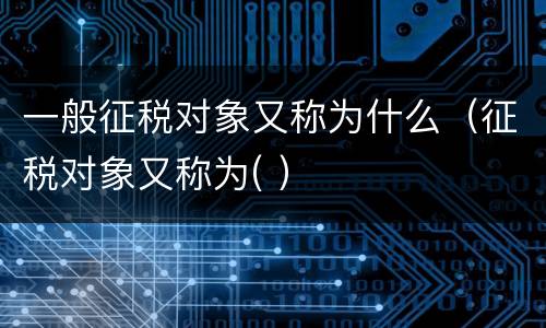一般征税对象又称为什么（征税对象又称为( ）