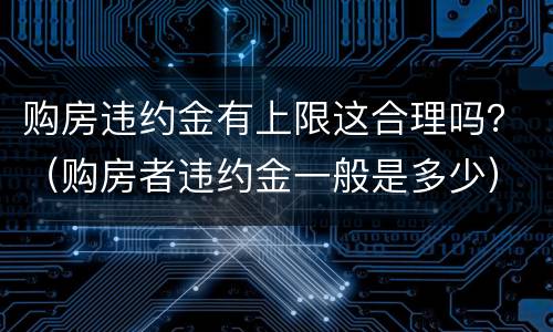 购房违约金有上限这合理吗？（购房者违约金一般是多少）
