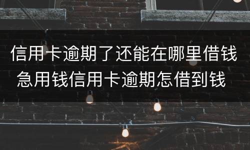 信用卡逾期了还能在哪里借钱 急用钱信用卡逾期怎借到钱