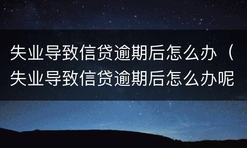 失业导致信贷逾期后怎么办（失业导致信贷逾期后怎么办呢）