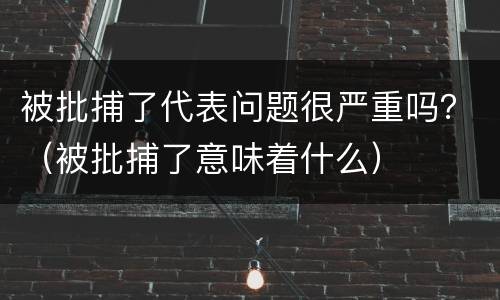 被批捕了代表问题很严重吗？（被批捕了意味着什么）