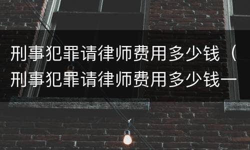 刑事犯罪请律师费用多少钱（刑事犯罪请律师费用多少钱一个月）