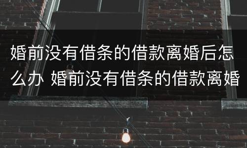 婚前没有借条的借款离婚后怎么办 婚前没有借条的借款离婚后怎么办手续