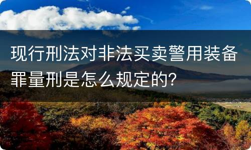 现行刑法对非法买卖警用装备罪量刑是怎么规定的？