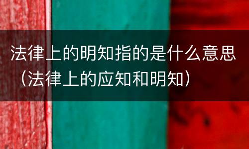 法律上的明知指的是什么意思（法律上的应知和明知）