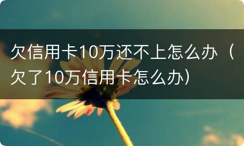 欠信用卡10万还不上怎么办（欠了10万信用卡怎么办）